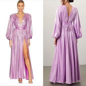 Bronx and Banco Zoe Lilac Lame Shimmer Gown | Size S